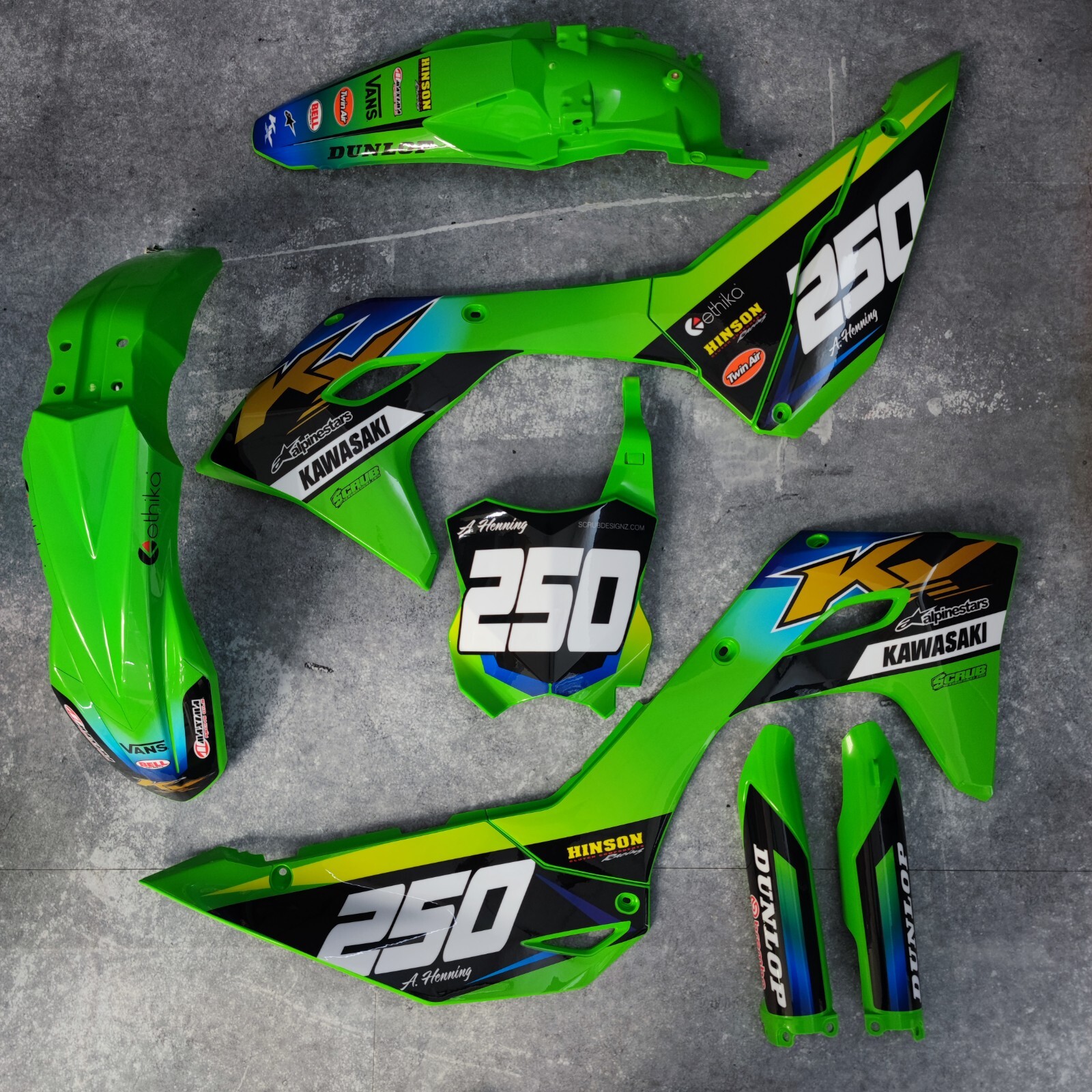Plastics + Graphics Kawasaki KX450 2024-2025 KX250 2025 KXF Custom race number
