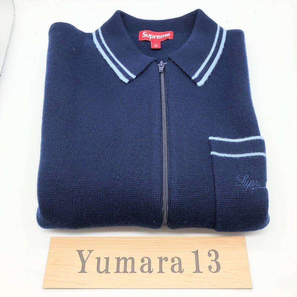Supreme Zip Up Polo Sweater Black White Navy Burnt Orange 4colors