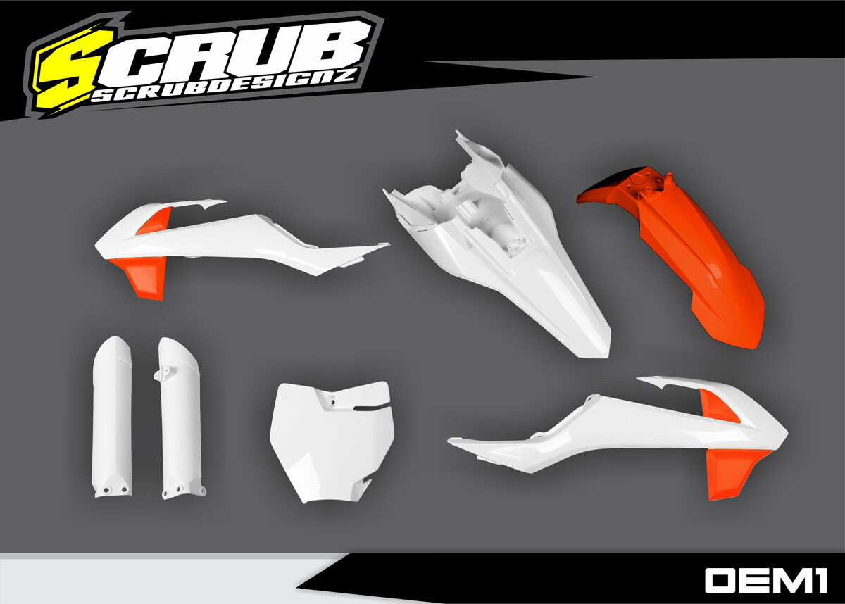 Plastics Kit KTM SX 65 2016 2017 2018 2019 2020 2021 2022 2023 White Orange SX65