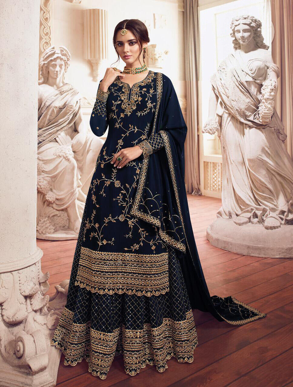 Tuta Bollywood indiano Kameez Salwar festa donna abito Anarkali pakistano - Foto 62 di 85