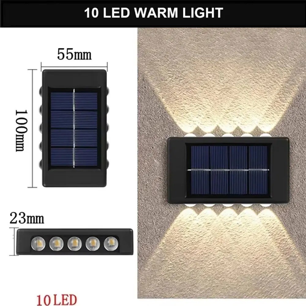 Outdoor solar wall light, warm light, waterproof, up and down lighting