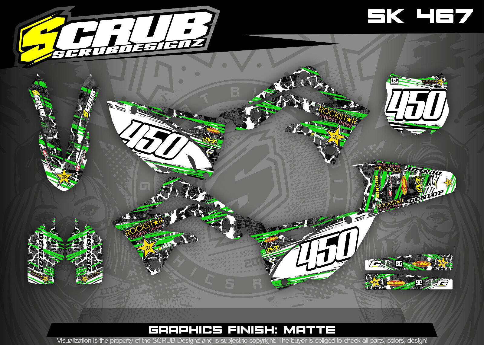 Graphics KX450f 2013 2014 2015 KXf 450 Kawasaki decals KX450 CLEARANCE!