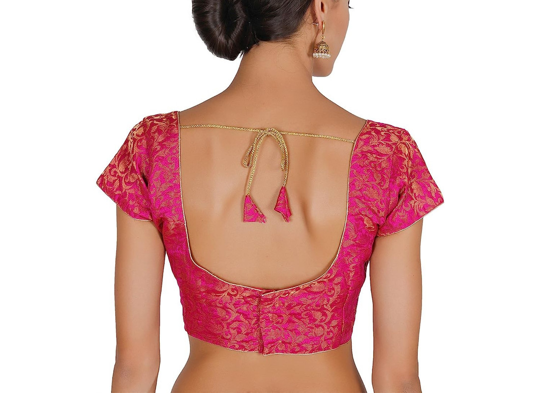 Women's Handmade Brocade Blouse Short Sleeve Saree Blouse Tunic Crop Top Choli - Picture 84 of 146