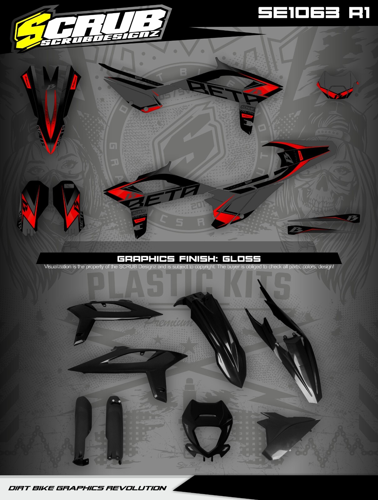 Plastics + Graphics Beta RR 2020 2021 2022 decals applied