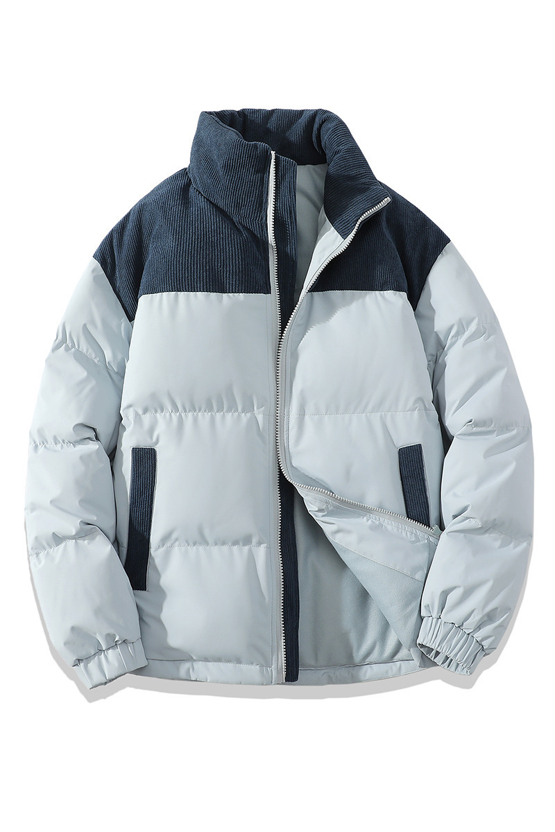 Winter Stand Collar Contrast-colored Coat Cotton Padded Jacket For Men Women Clo - Picture 52 of 53