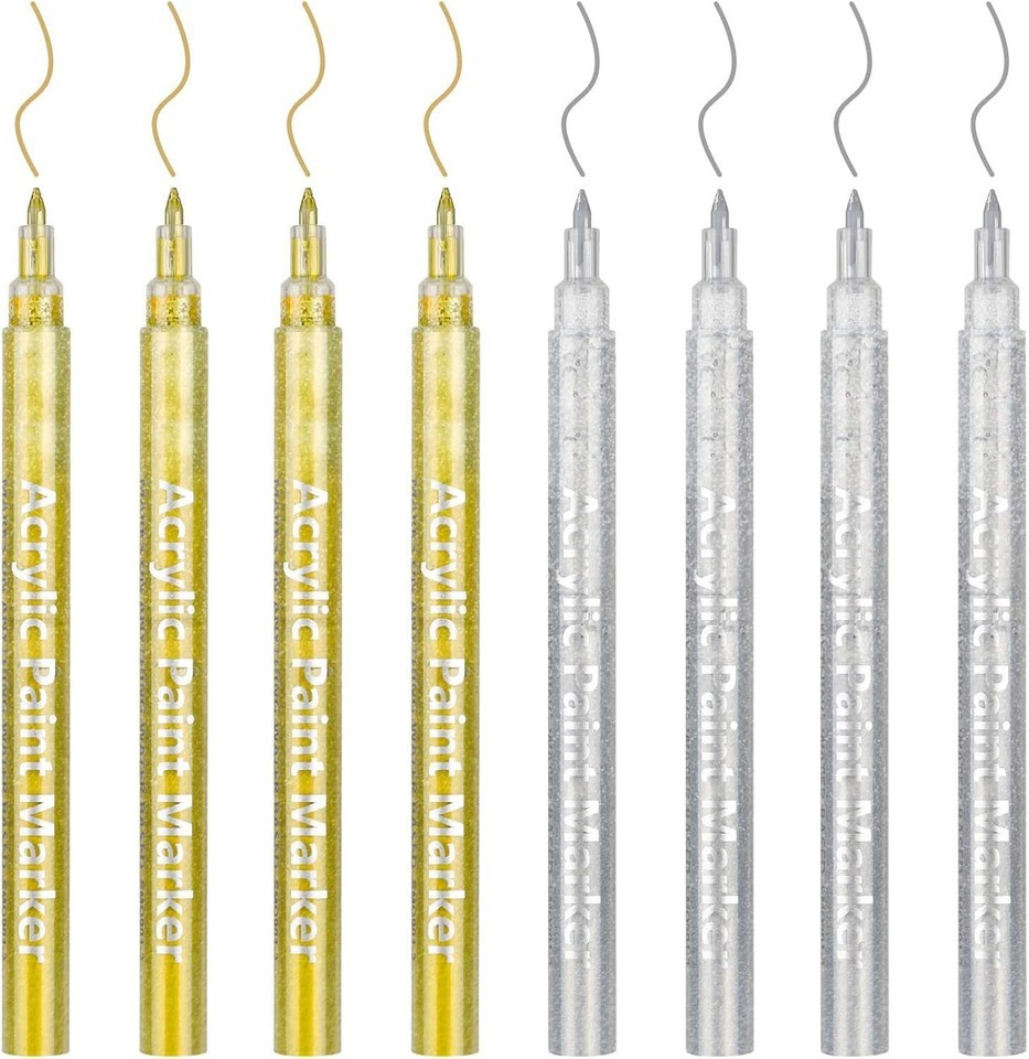 8 Permanent Acrylic Paint Markers Pens Set For Wood Rock Glass Metal Stone Art