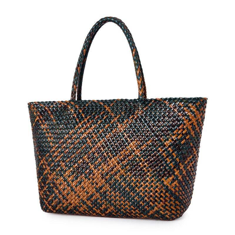 Large Genuine Leather Tote Bag, Woven Leather Handbag