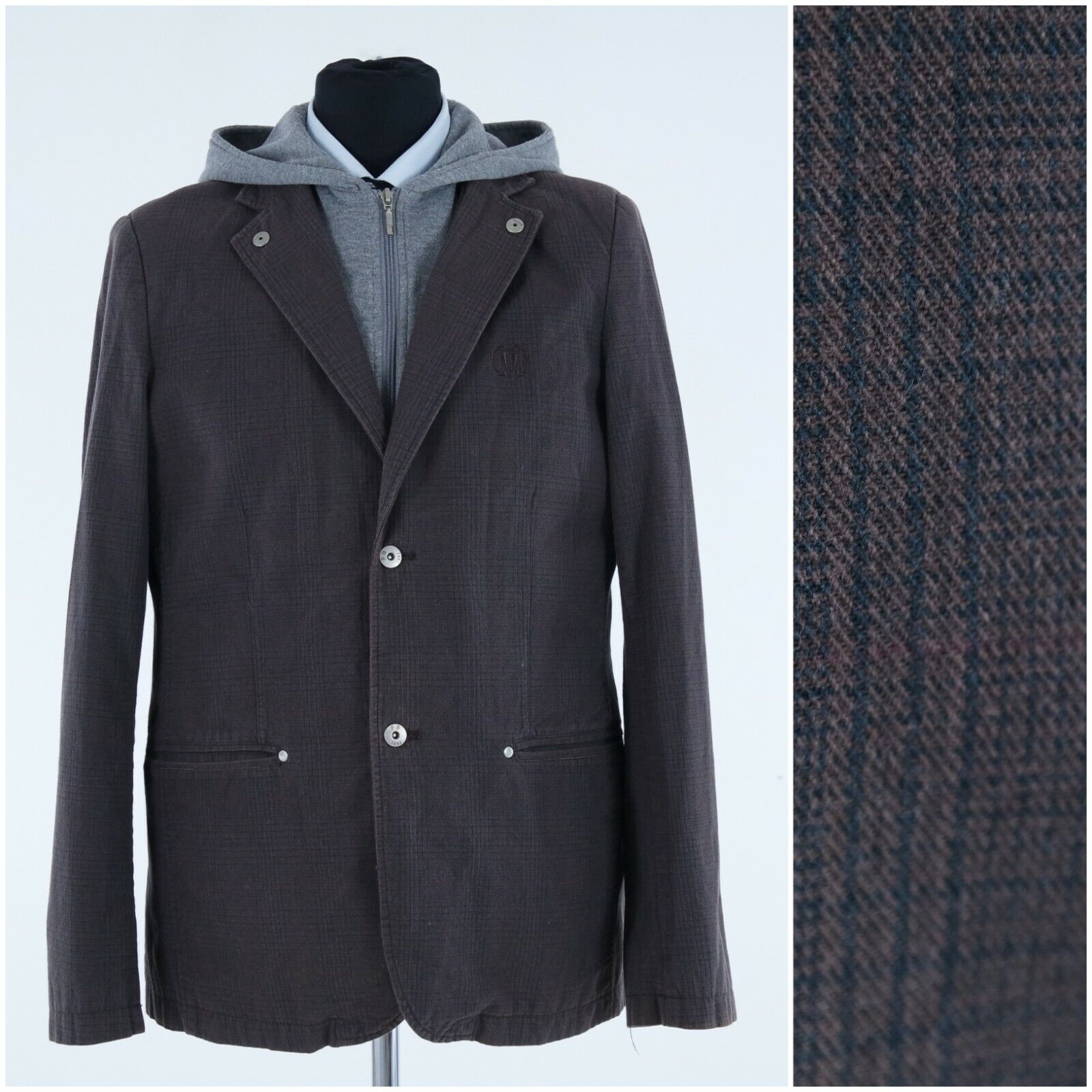 Mens Cape Blazer 42R UK Size FISHBONE Check Brown Sport Coat Jacket