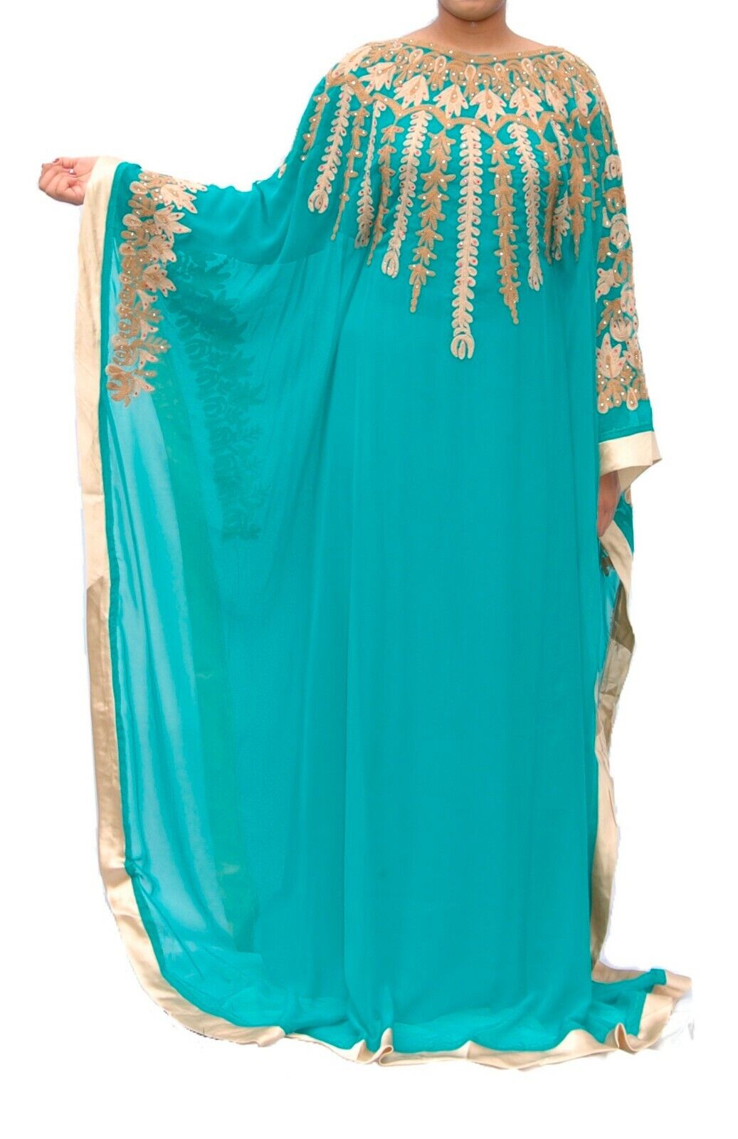 Sale Embroidery Dubai Kaftan Moroccan Abaya Farasha Long Gown Full