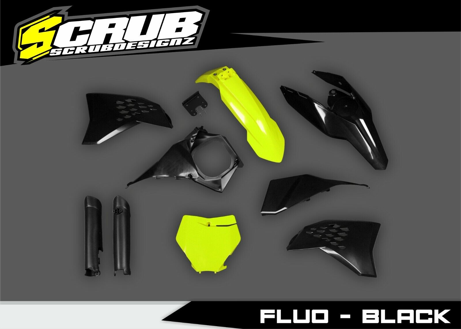 Plastics Kit Airbox Fluo Black KTM SX SX-F 2007-2010 125-150-250-300-350-450-505