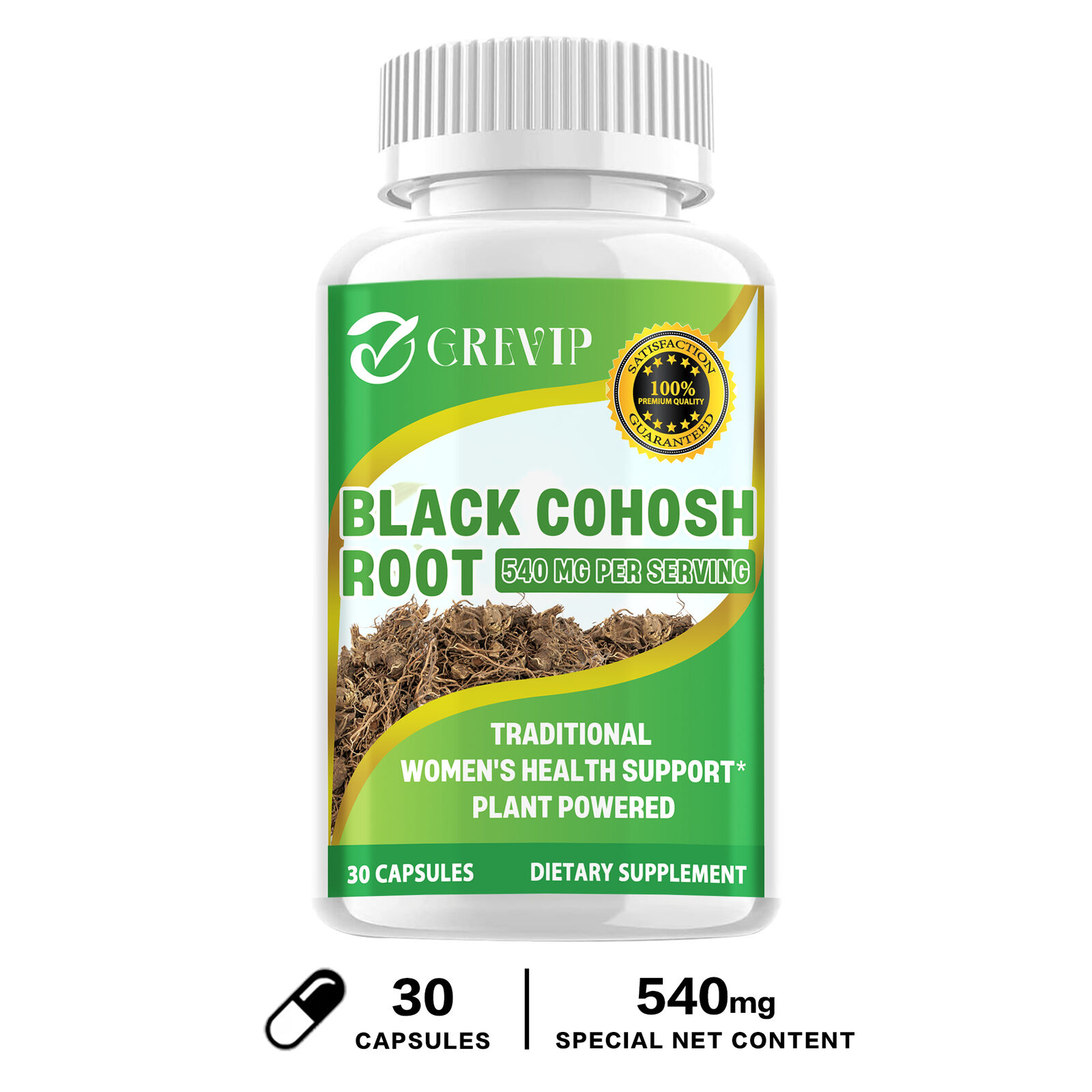 Black Cohosh Root Capsules 540mg- Menopause, PCOS, Estrogen Metabolism & Balance