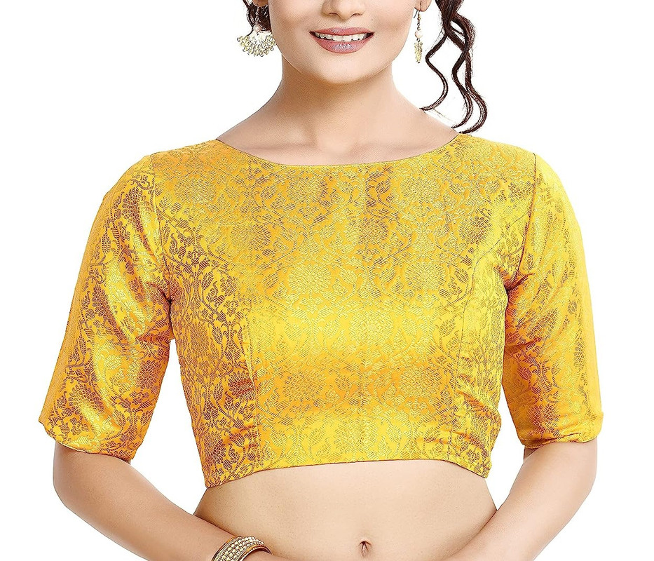 Women's Brocade Saree Blouse Bollywood Ethnic Lehenga Crop Top Tunic Partywear - Picture 87 of 98