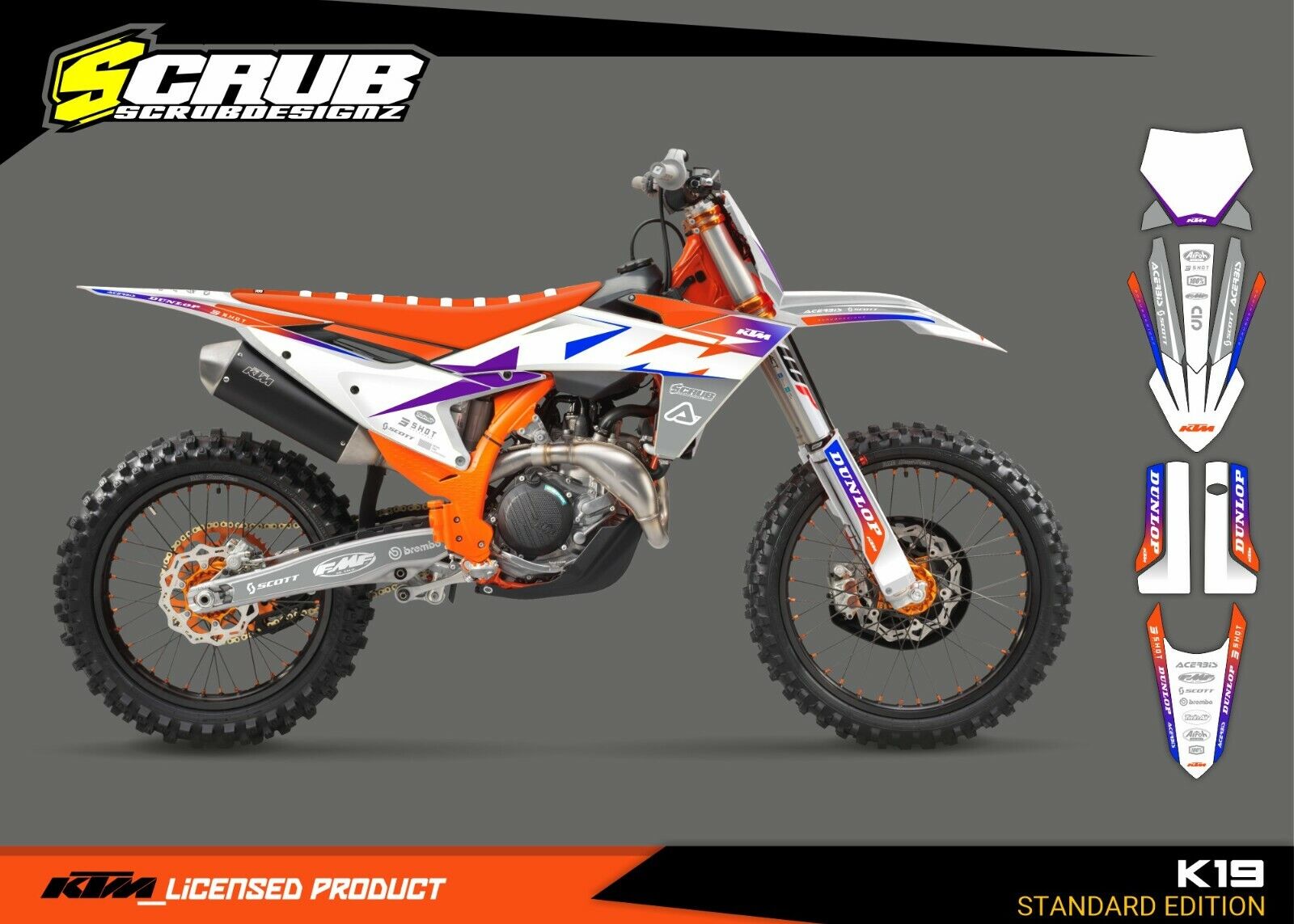 KTM Graphic SX SXF 2023 2024 125 250 300 350 450 Decals XC XCf SCRUB
