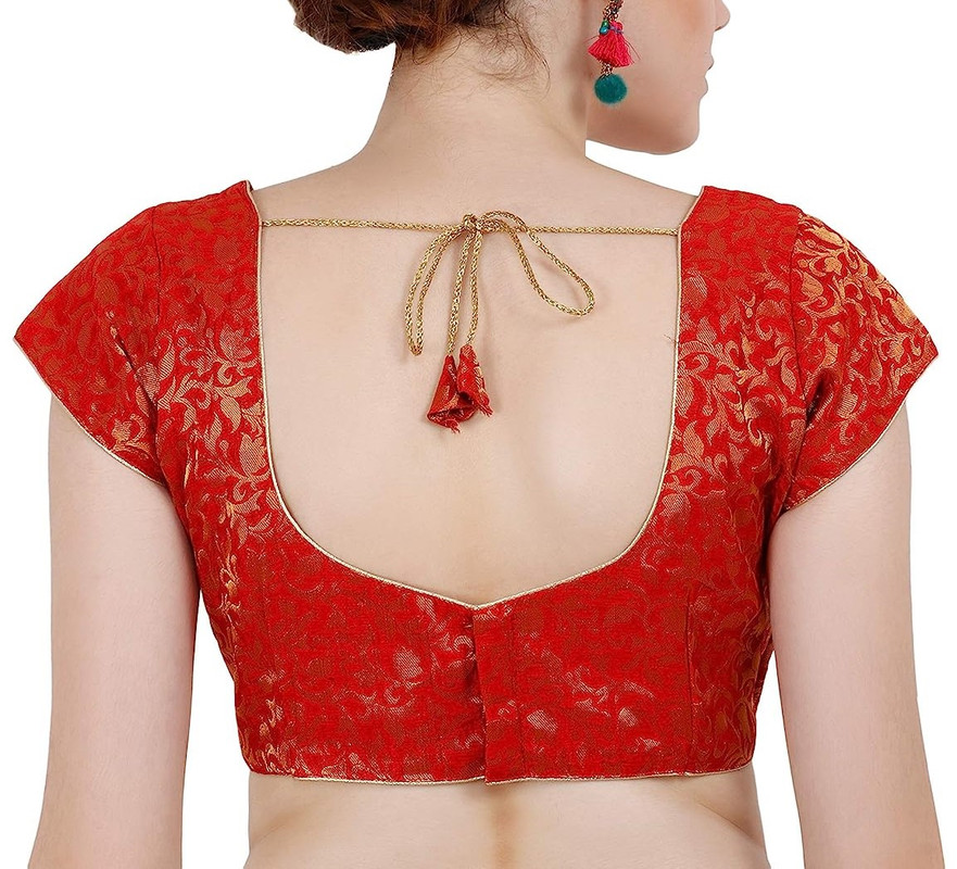 Women's Handmade Brocade Blouse Short Sleeve Saree Blouse Tunic Crop Top Choli - Picture 102 of 146