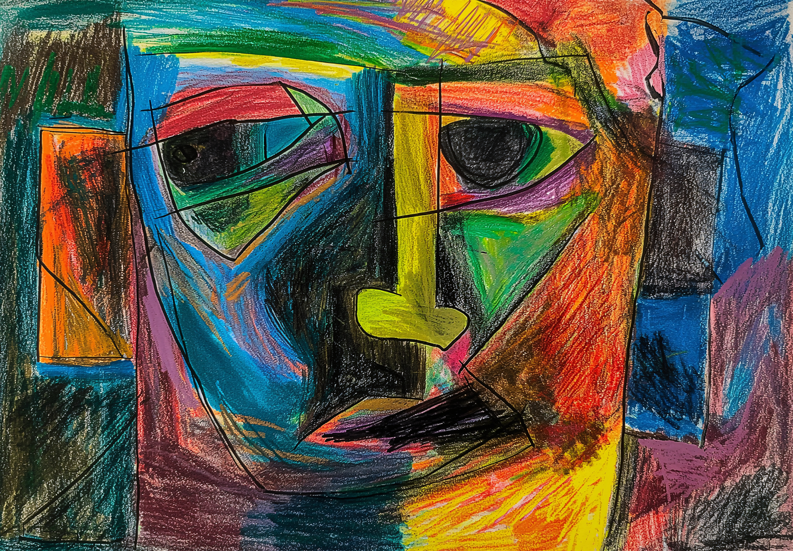 Abstract Colorful Face Wall Art – Geometric Wall Art – 16×12/20×16/24×18/36×24