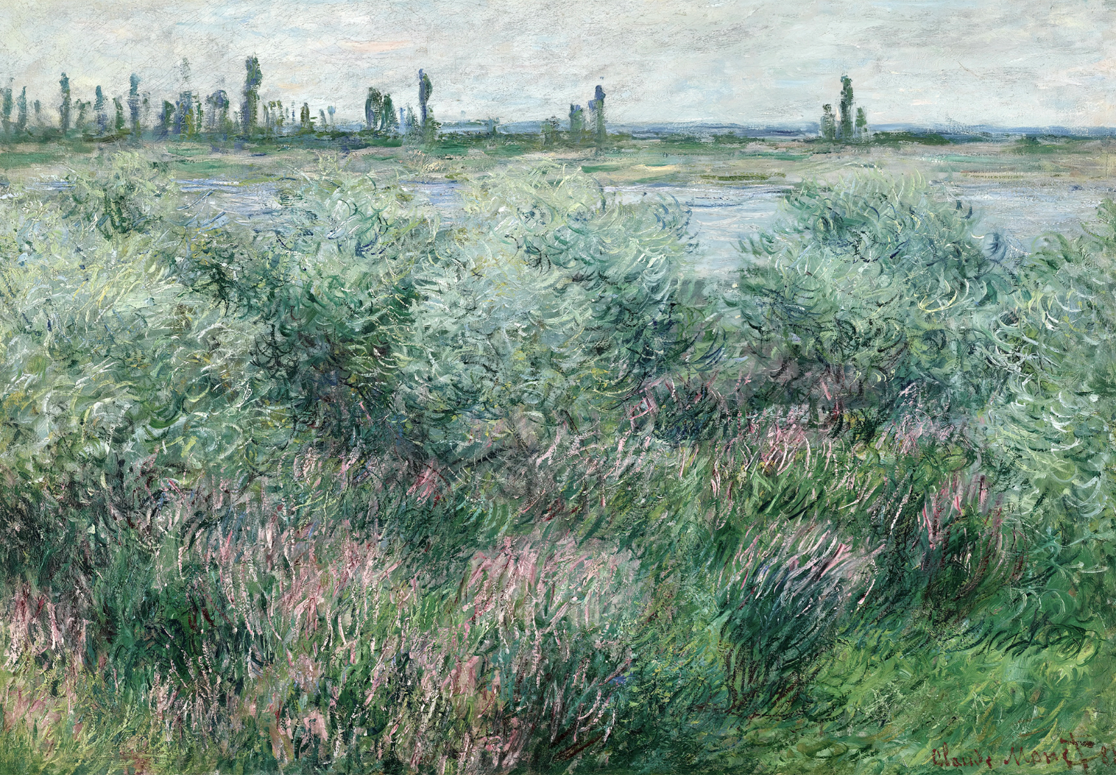 Lush Riverbank Landscape Poster Nature Wall Art- 16×12/20×16/24×18/36×24