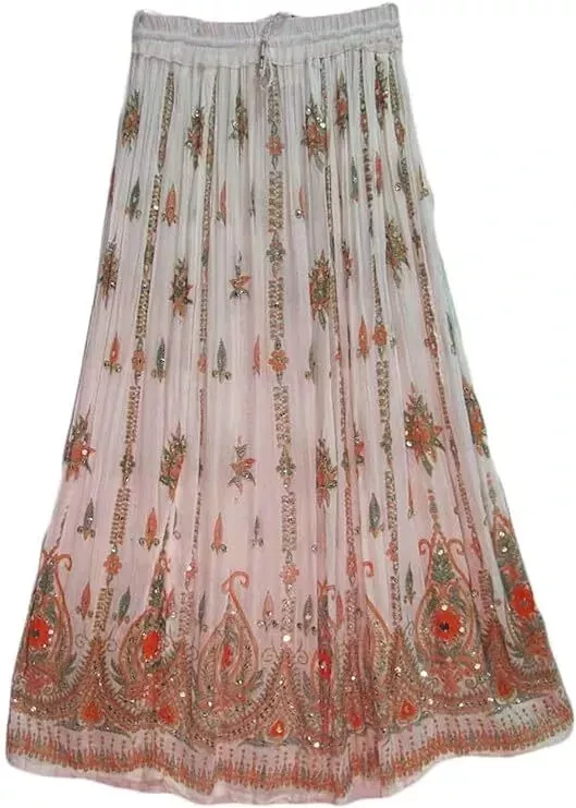 Women's Skirt Sequin Crinkle Handmade Gypsy Long Lehenga Hippie Boho Maxi Skirts - Bild 15 von 30