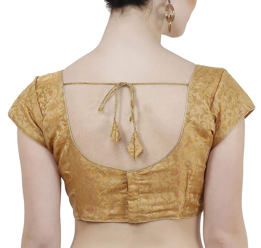 Women's Handmade Brocade Blouse Short Sleeve Saree Blouse Tunic Crop Top Choli - Picture 28 of 146