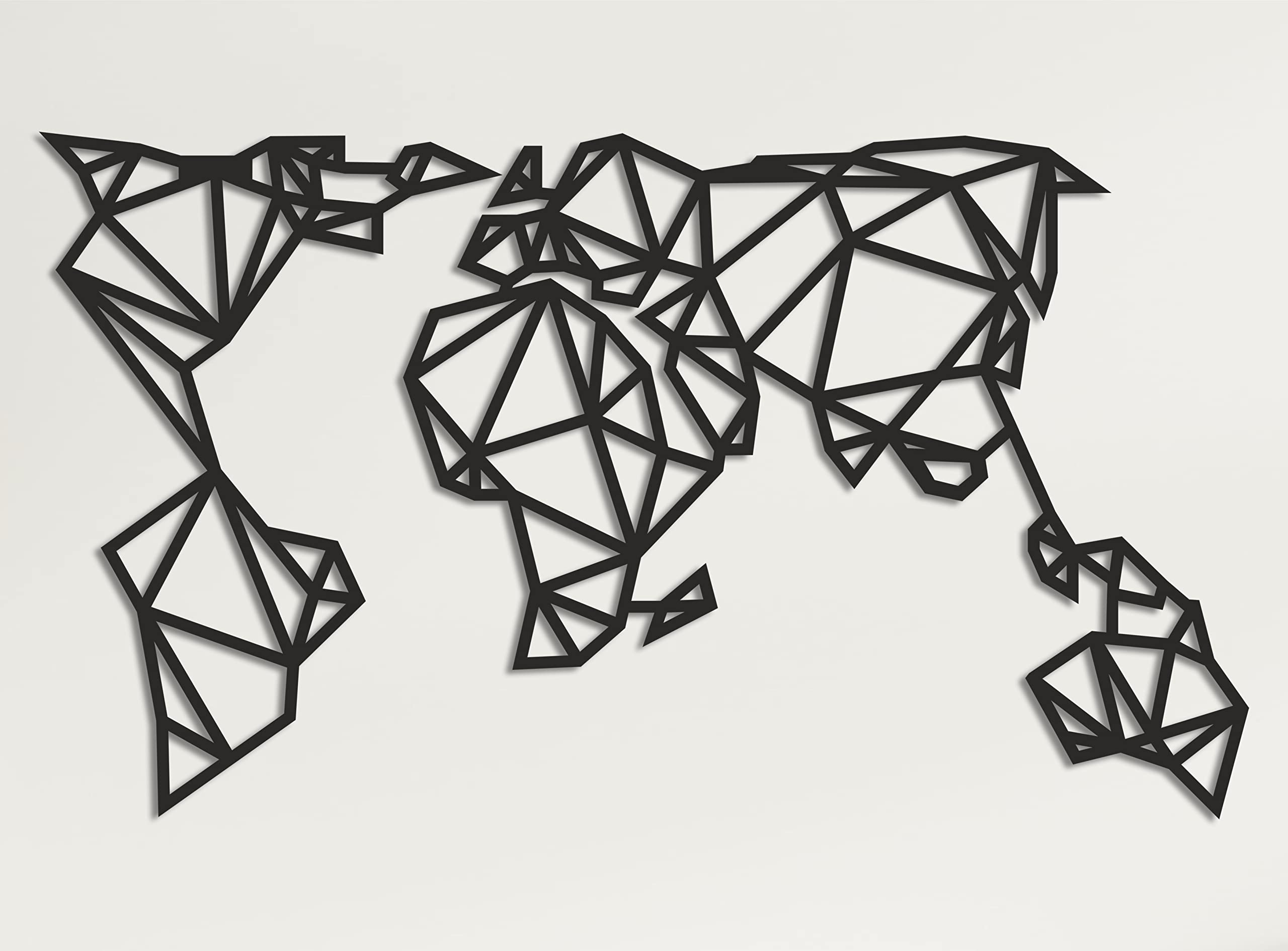 World Map Wall Art - Geometric World Map - 3D Wall Silhouette Metal Wall Decor - Picture 12 of 14