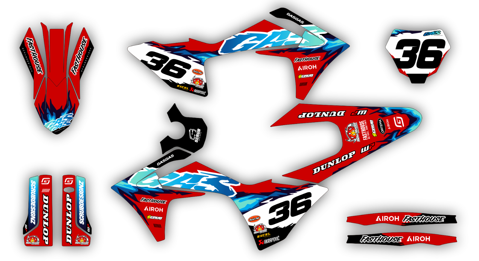 Gas Gas MC MC-F 2024 Graphics decals stickers kit GASGAS '24 Race Number