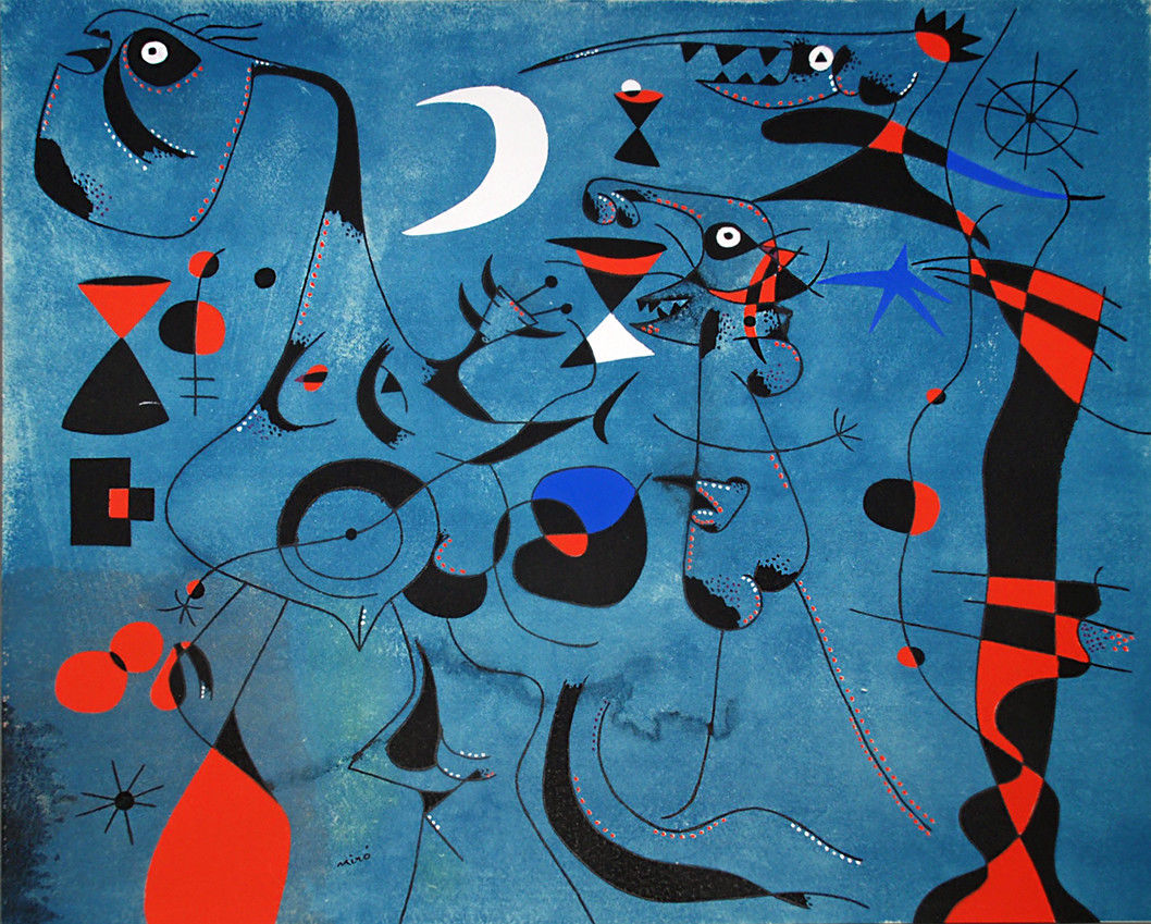 JOAN MIRO CHARACTERS IN THE NIGHT SURREALISM ART GICLEE PRINT FINE CANVAS
