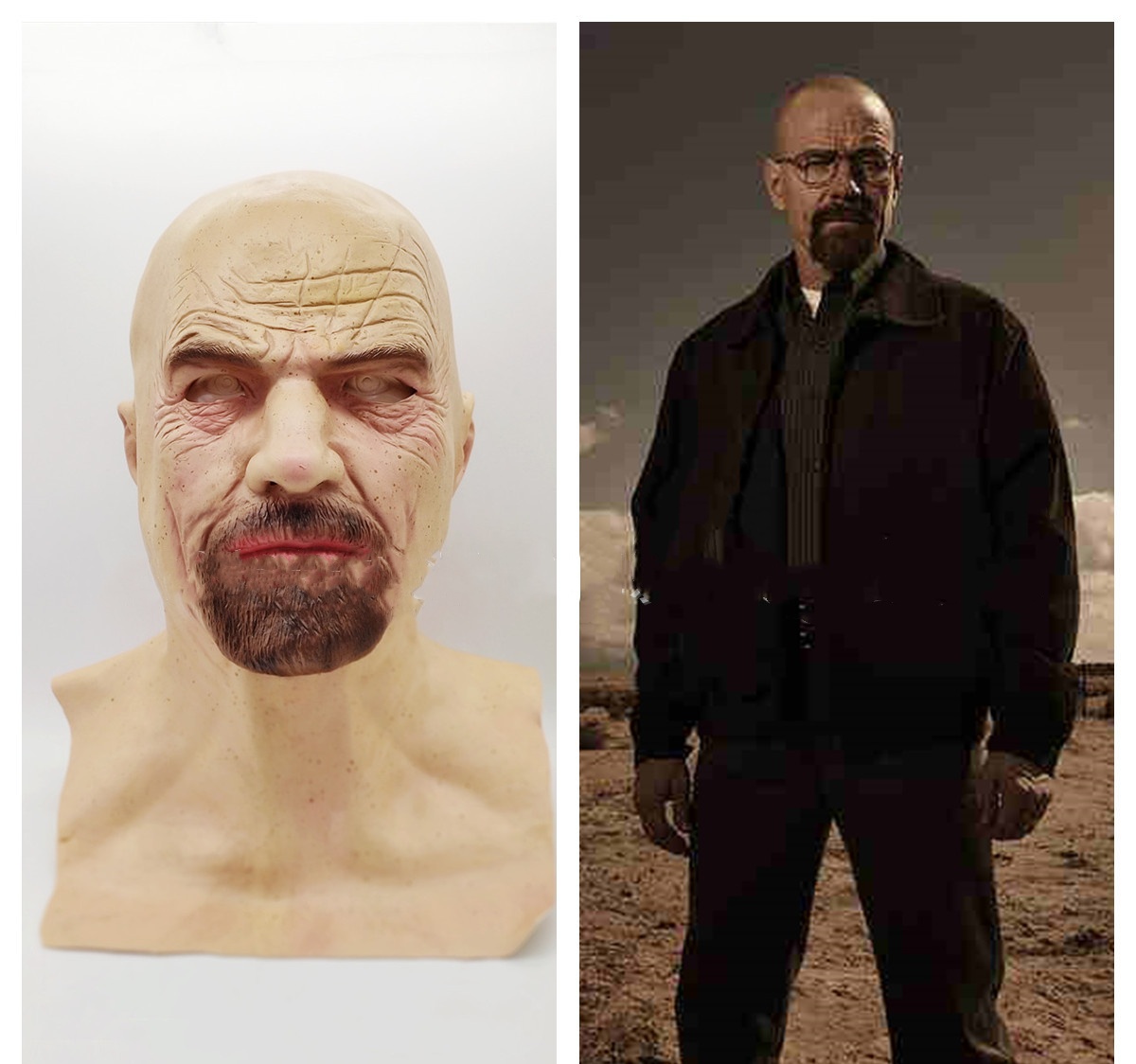 Breaking Bad alte weiße lebensechte Maske Glatze Bart alter Mann Cosplay Halloween Requisiten - Bild 15 von 31