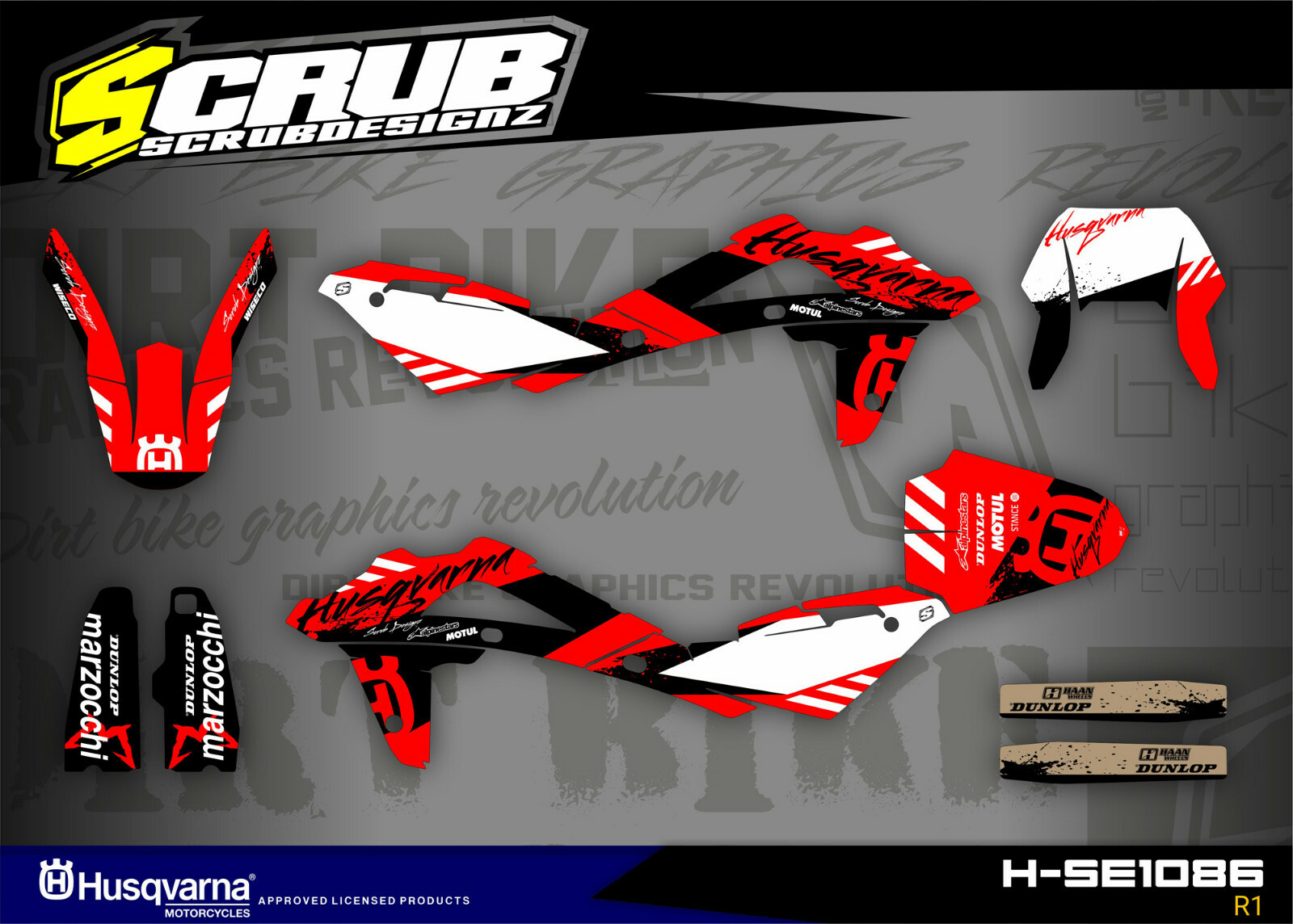 Husqvarna graphics TE450 TE510 2008 2009 2010 SCRUB decal stickers TE 450 510