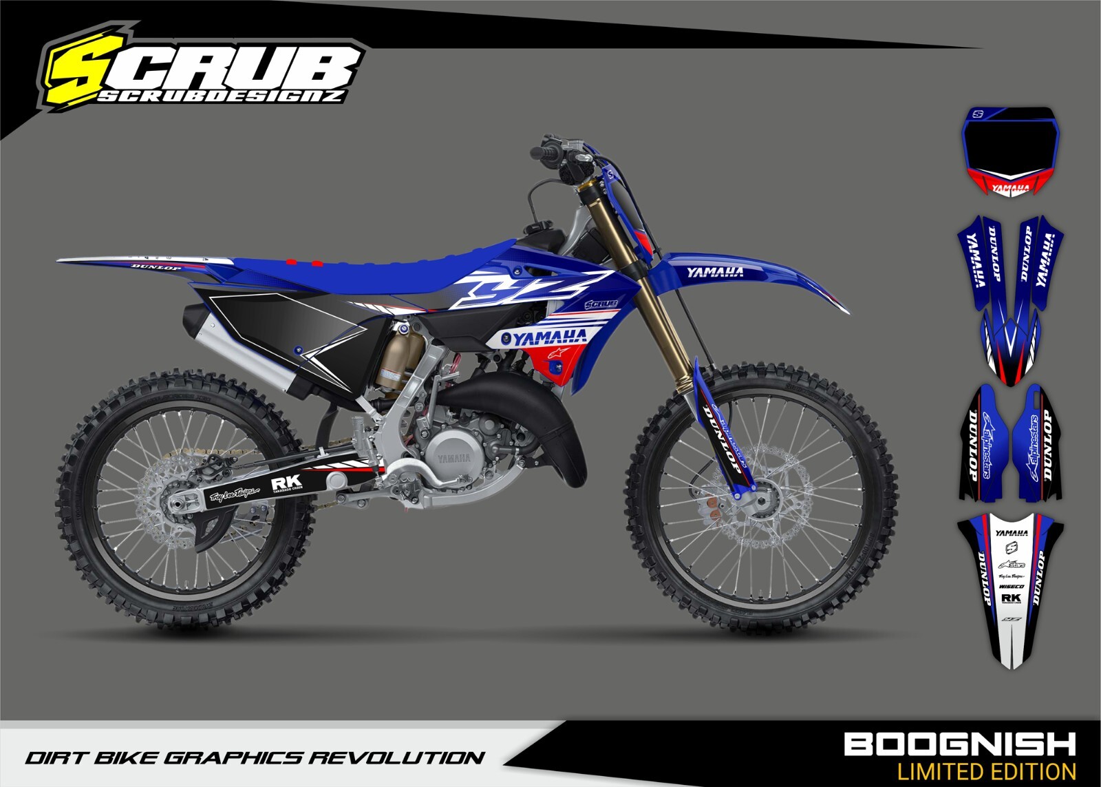 Graphics YZ125 YZ250 Yamaha 2022 2023 2024 Decals Stickers SCRUB