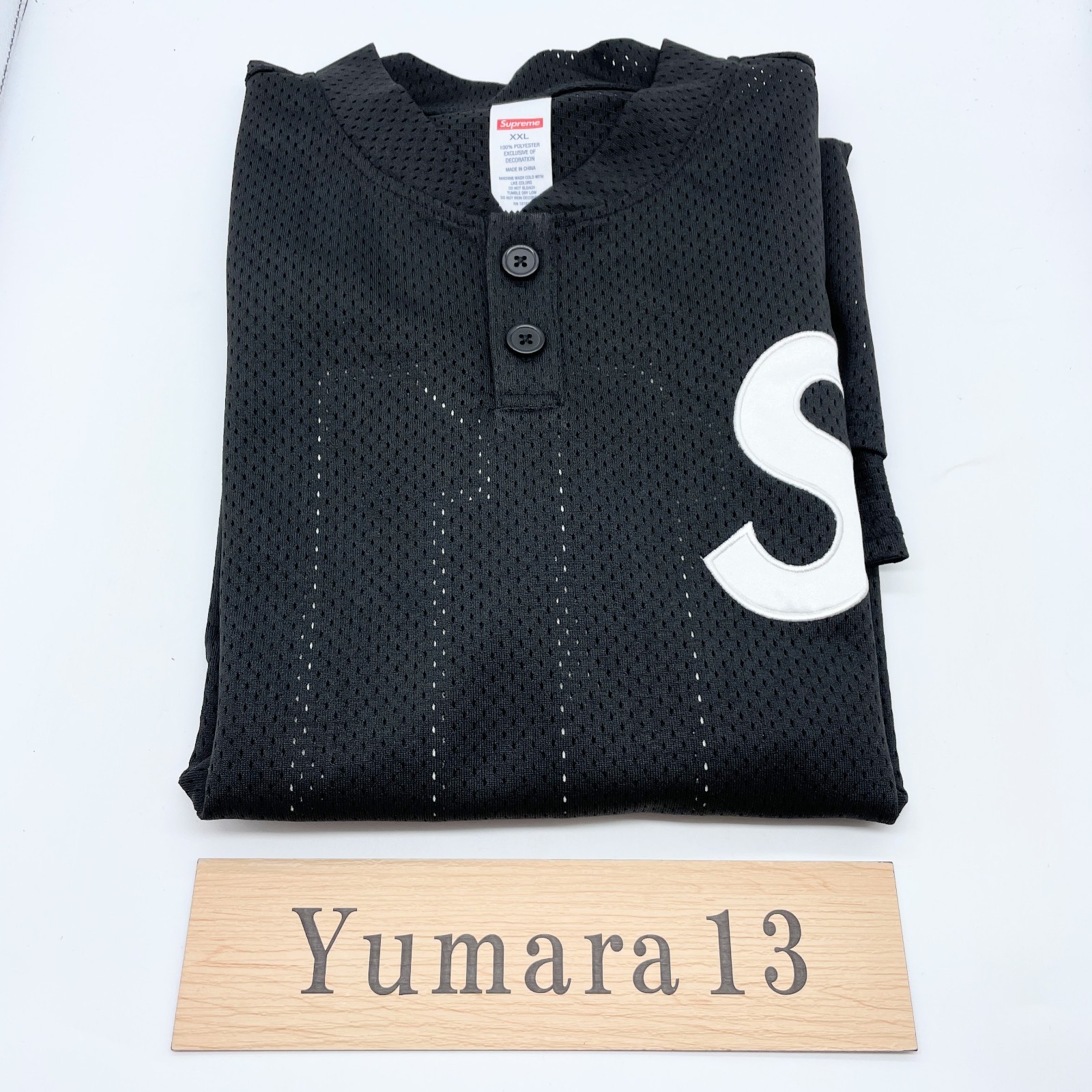 Supreme S Logo Baseball Henley Jersey Black Grey Navy Yellow