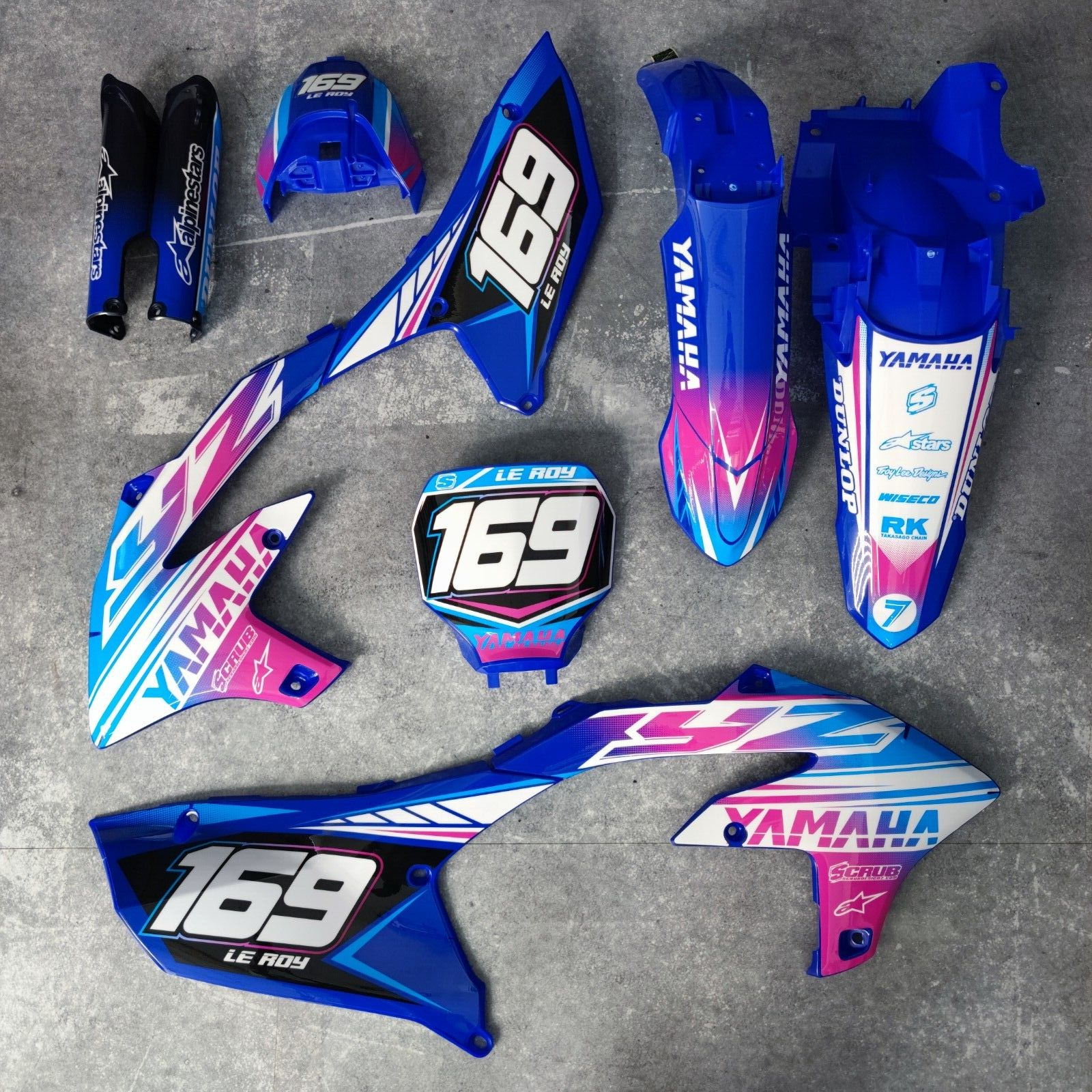 Plastics + Graphics Yamaha YZ450F 2023-2024 YZ250F 2024 Custom race number+name