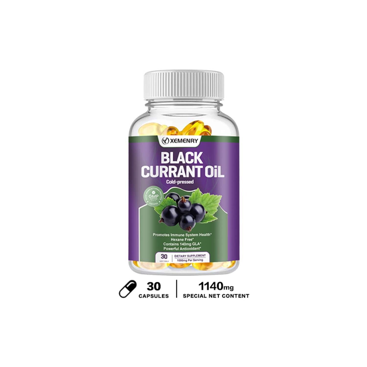 Capsules D'huile De Cassis 1000 Mg - Pressée à Froid, Sans Hexane, Neuves (30/60/120 Caps)
