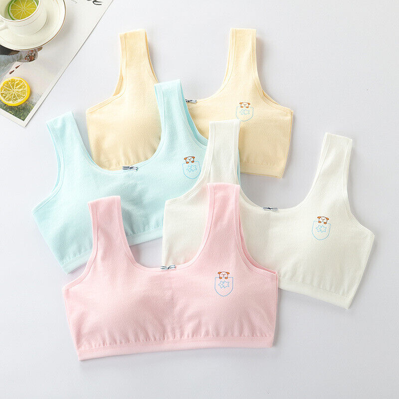 4 Pack Girls Bra Cotton Soft Kids Bra with Padded Crop Tops for Teenage Age 8-16 - Picture 12 of 12