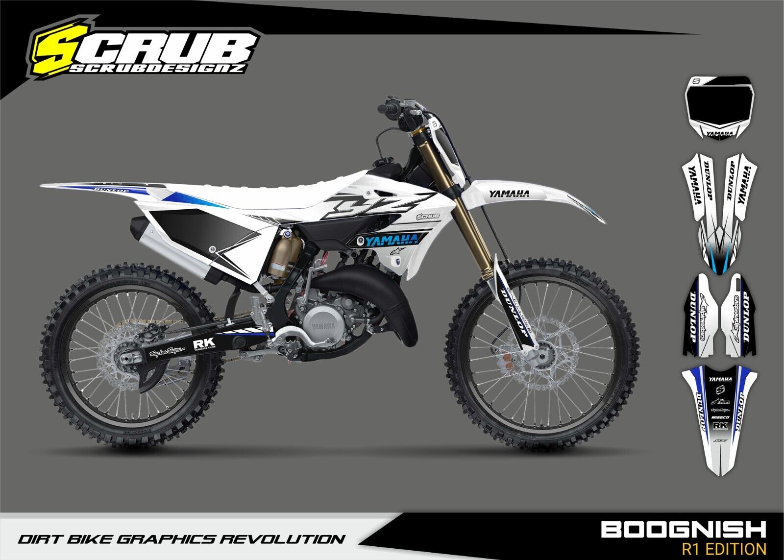 Graphics YZ125 YZ250 Yamaha 2022 2023 2024 Decals Stickers SCRUB