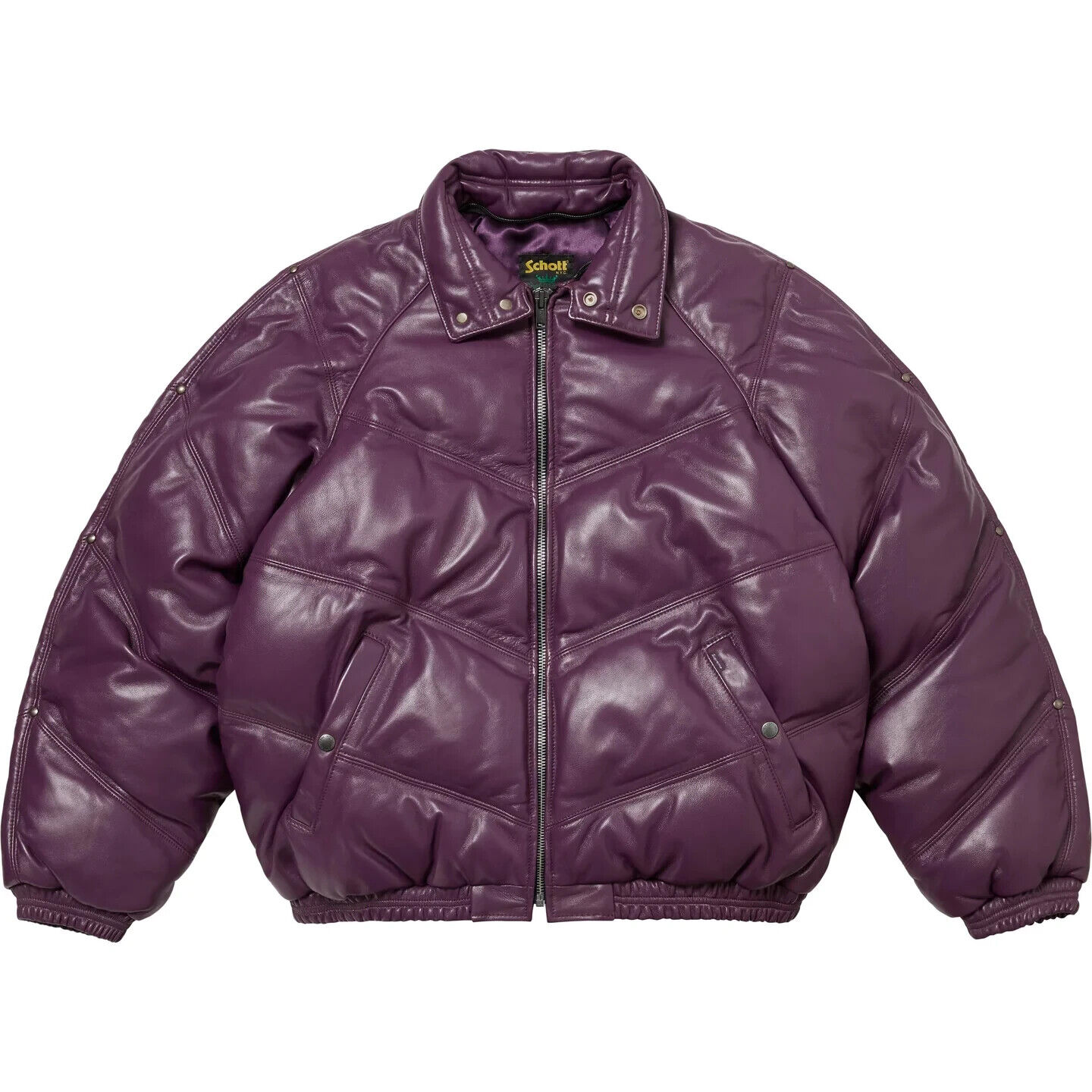 Supreme x Schott Chevron Leather Down Puffer Jacket 2colors | eBay UK
