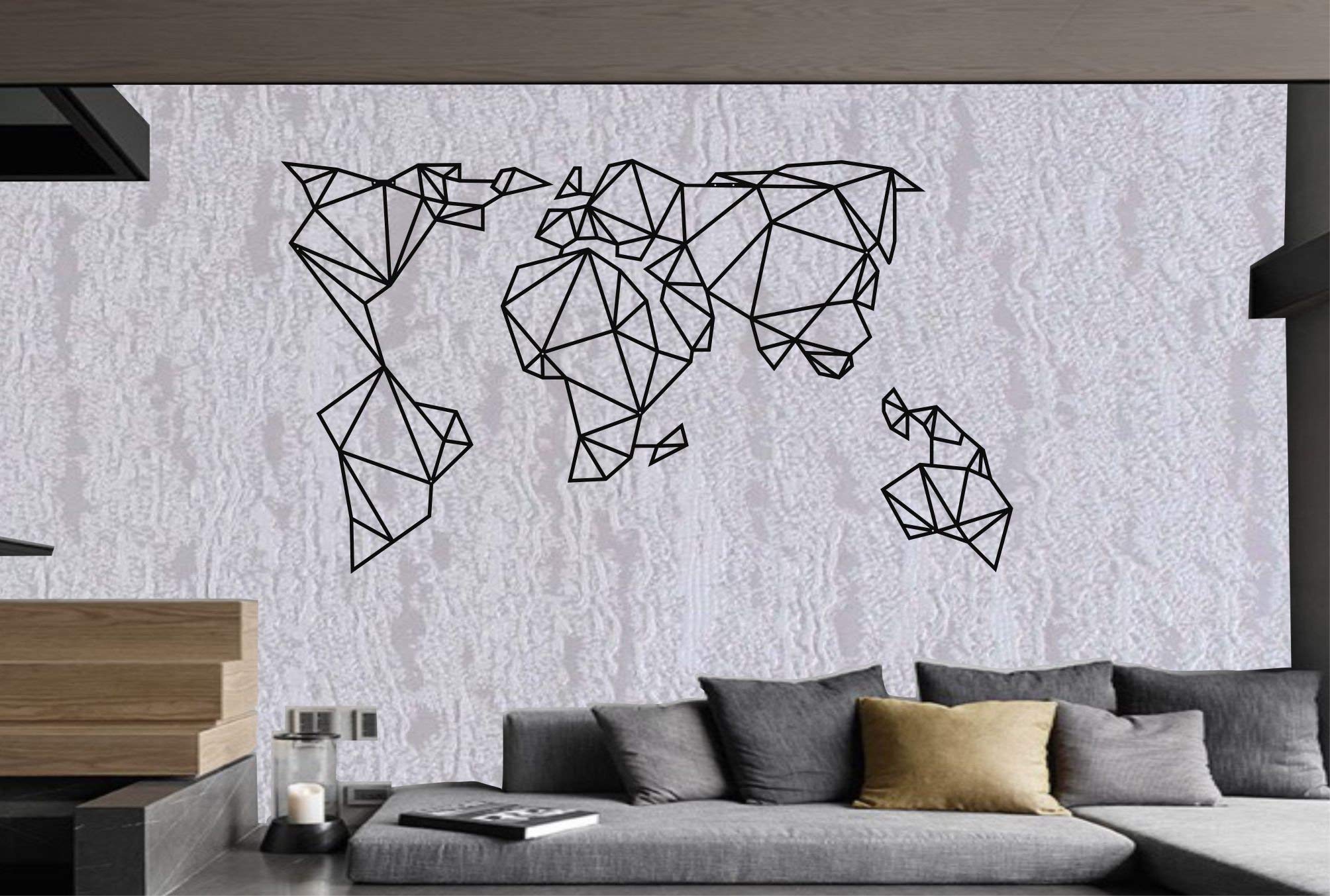World Map Wall Art - Geometric World Map - 3D Wall Silhouette Metal Wall Decor - Picture 13 of 14