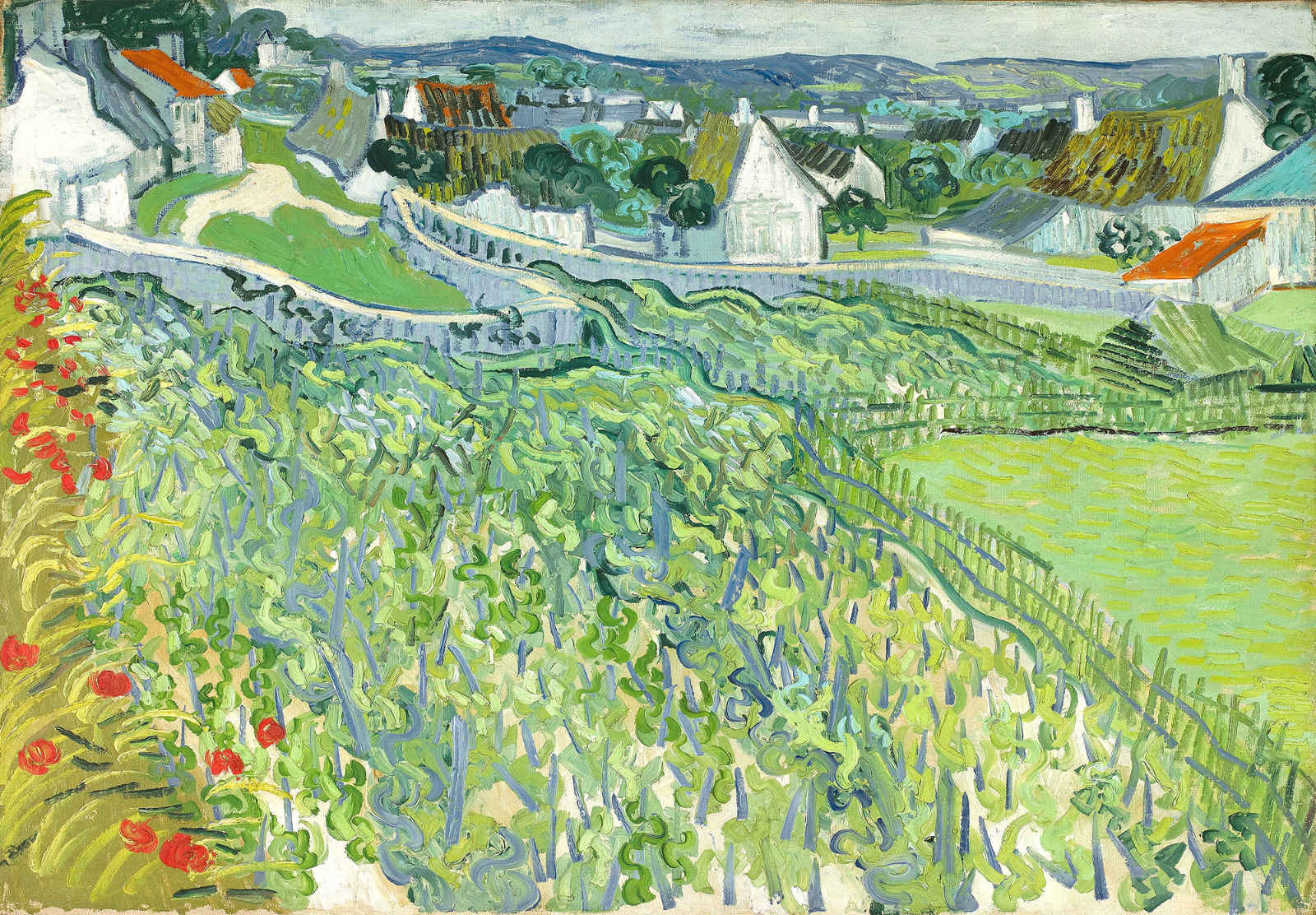 French Countryside Garden Poster Hills Wall Art – 16×12/20×16/24×18/36×24