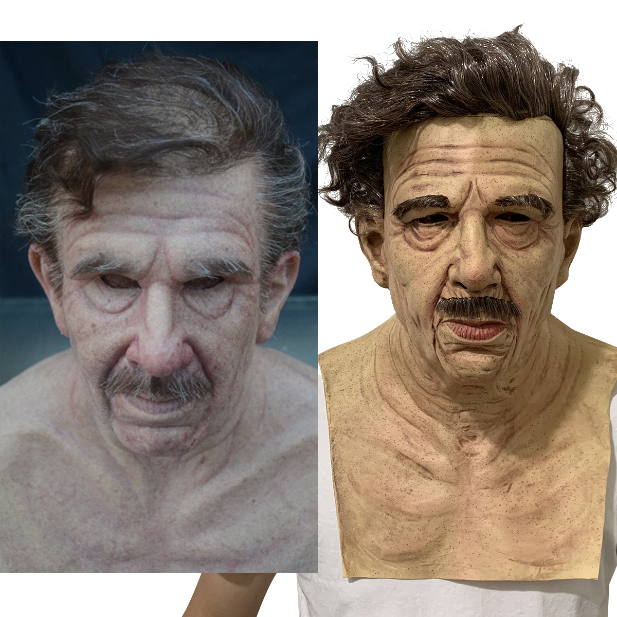 Breaking Bad alte weiße lebensechte Maske Glatze Bart alter Mann Cosplay Halloween Requisiten - Bild 27 von 31