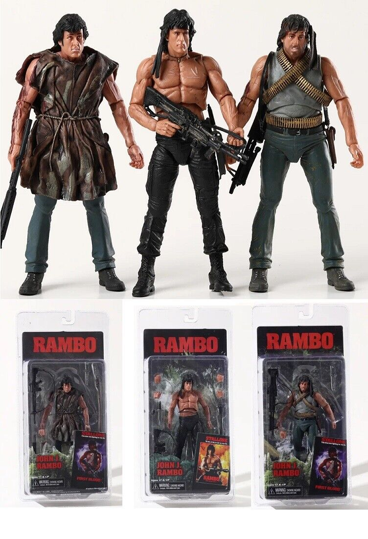 JOHN RAMBO Figures (3 models) NECA movie Cinema Sylvester Stallone