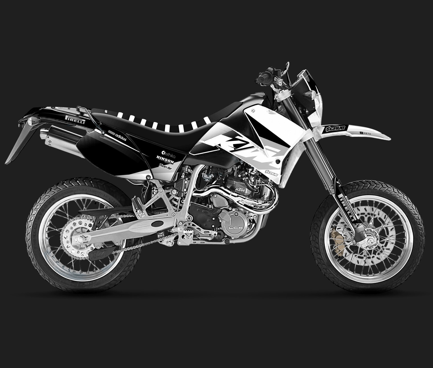 KTM graphics SMC 625 640 660 LC4 1999 2000 2001 2002 2003 2004 decals SCRUB