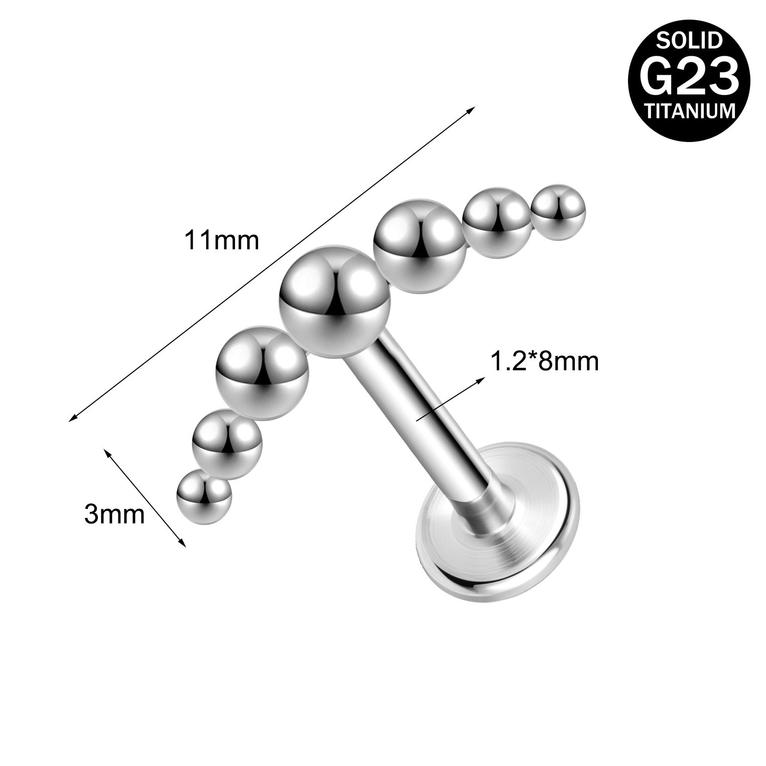16g G23 Titanium Labret Lip Ring Helix Daith Tragus Earring Labret Lip Piercing - Picture 37 of 156