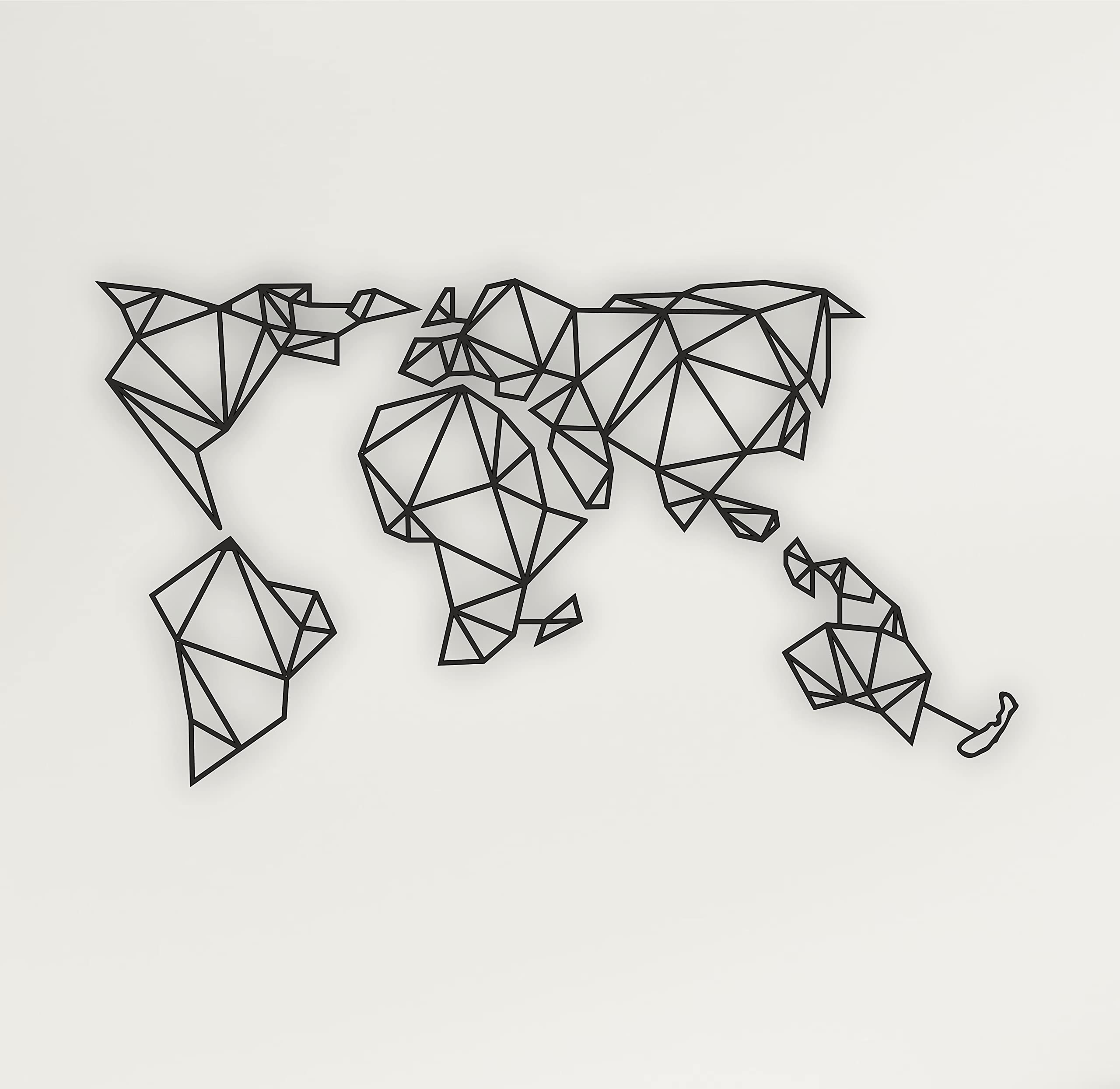 World Map Wall Art - Geometric World Map - 3D Wall Silhouette Metal Wall Decor - Picture 11 of 14
