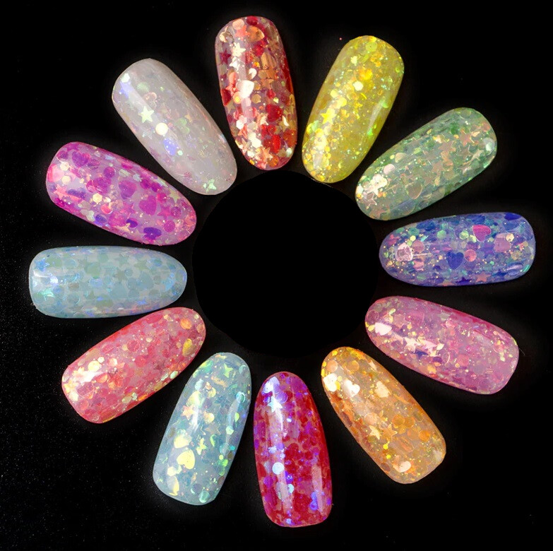 Tinted Shapes Glitter Nail art Confetti Decorations Manicure Party decals