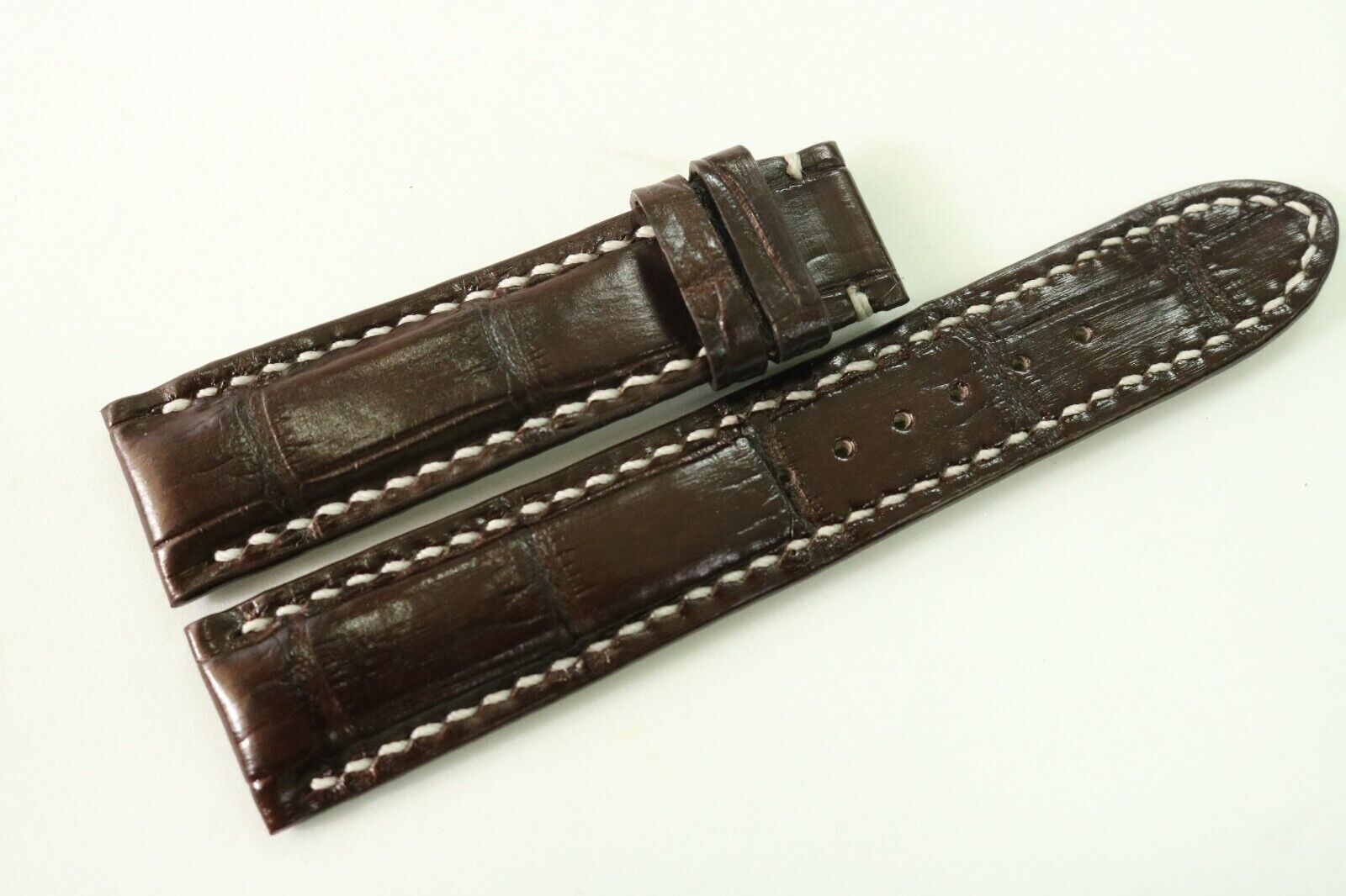Bracelet De Montre En Cuir Crocodile Orange Fait Main - Largeurs 18 à 26 Mm, Neuf