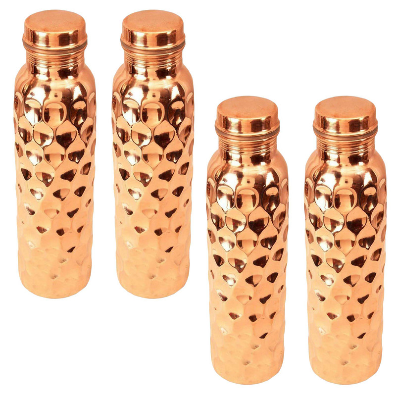 100% Pure Copper Water Bottle Diamond Style 950ml Leakproof Health Benefits - Picture 5 of 6