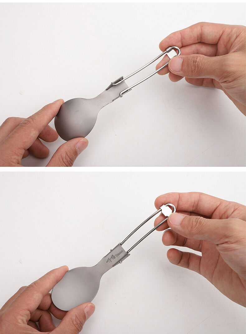 TiTo Folding Titanium Fork Spoon Camping Ice flower Folding Spork Tableware - Picture 21 of 40