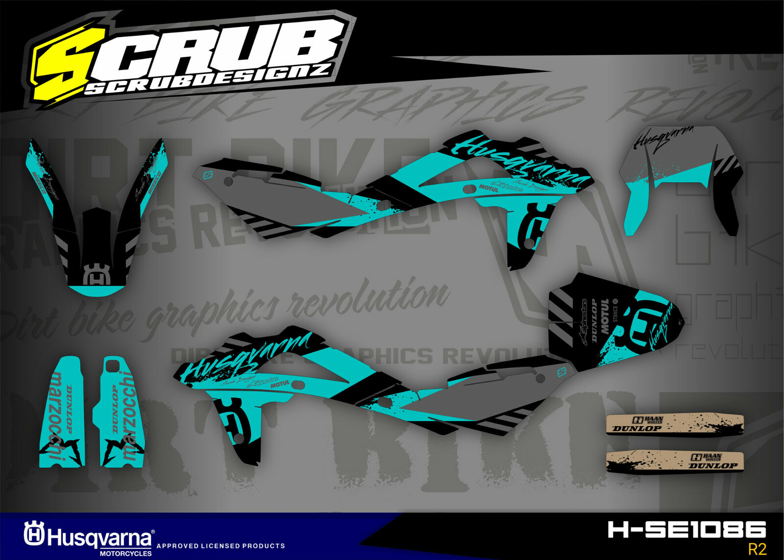 Husqvarna graphics TE450 TE510 2008 2009 2010 SCRUB decal stickers TE 450 510