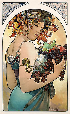 ALFONS MUCHA FRUIT GICLEE PRINT FINE CANVAS - Picture 4 of 4