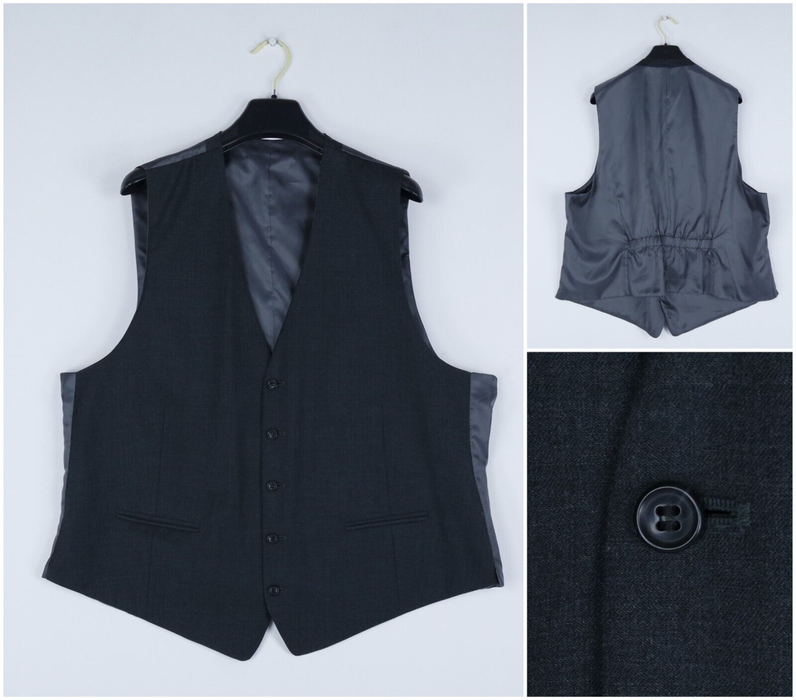 Mens Waistcoat XXL Size US 50 Dark Blue Formal Wedding Evening Dress Wool Vest eBay