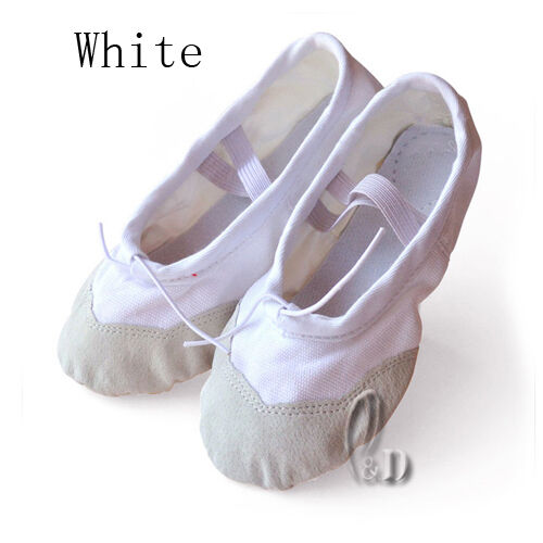 AU SELLER Dance Ballet Canvas Shoes Leather Split Sole For Child to Adult da002