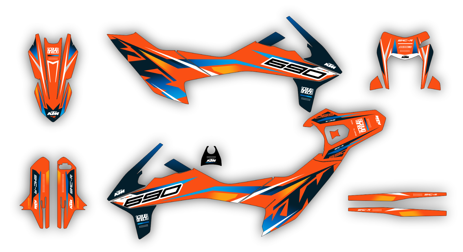 KTM graphics SMC-R 690 2019 2020 2021 2022 2023 SCRUB decals stickers Supermoto